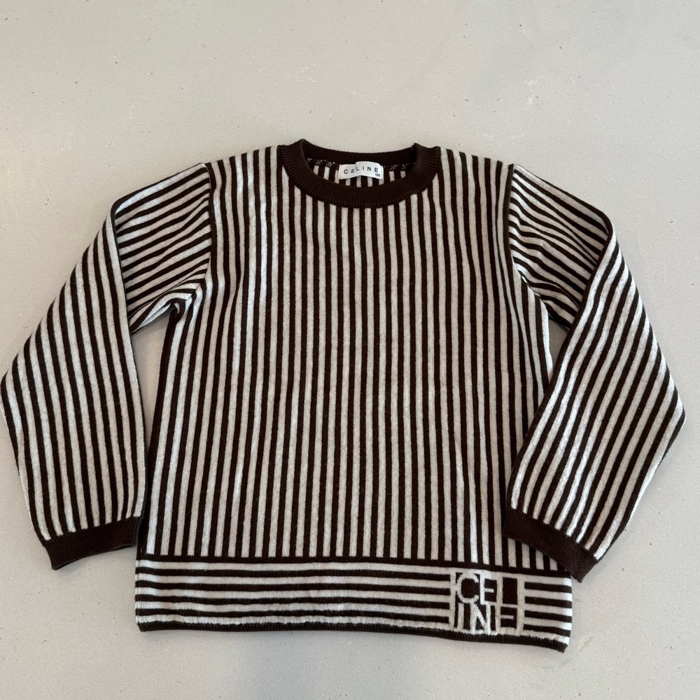 Celine Brown and Cream Striped Knit Top